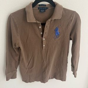 Ralph Lauren skinny polo shirt In brown size m